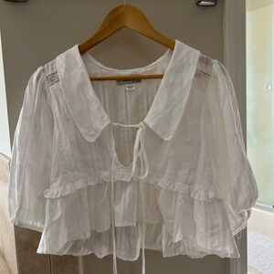 White Ruffled Women's Top